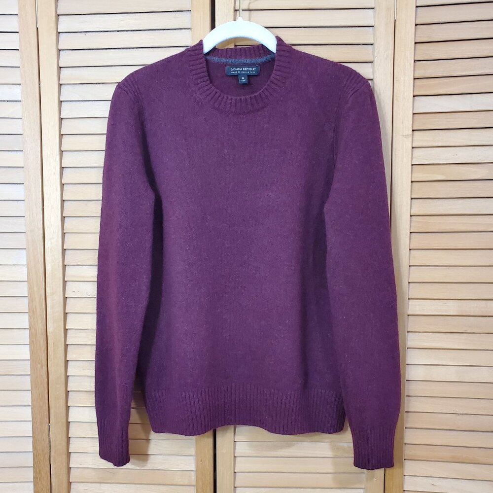Banana Republic Men's Maroon 100% Merino Extra Fine Wool Italian Yarn Sweater